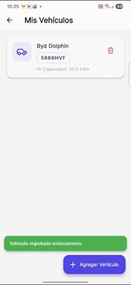 Registro de vehículo en la App ElectroPoint