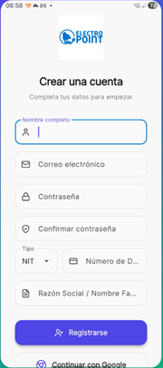 Configure su cuenta y cargue saldo